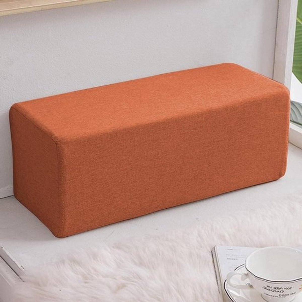 Bank Armleuning Kussen - Matras Kussen - Kieren Vullen - Hoogwaardig Katoen Linnen - 15x15x150cm - Oranje
