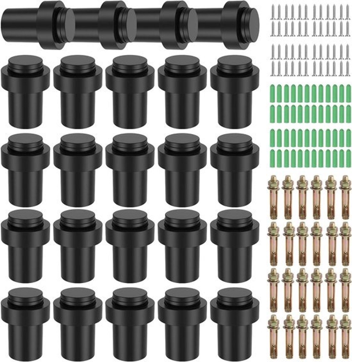 Deurstoppers - Deur buffer - Muren beschermen - Slagvrij ontwerp - 24 stuks - Zwart