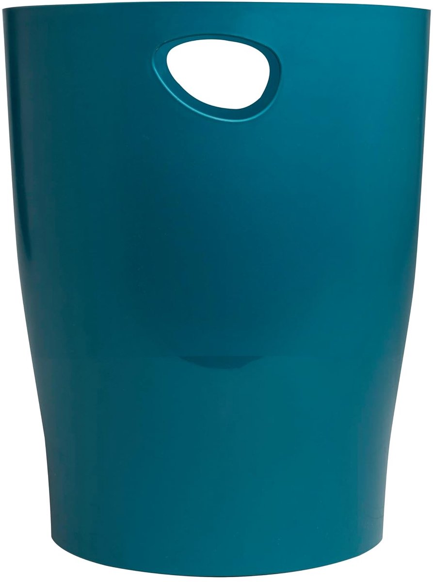 Prullenbak met handgrepen, 15 liter, eendenblauw, 26,3 x 26,3 x 33,5 cm
