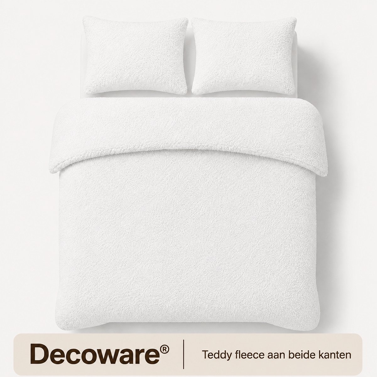 decoware Teddy Fleece Dekbedovertrek Wit - 140x220 cm – Dubbelzijdig Teddy – Incl. 1 Kussenslopen 60x70 cm – Extra Warm - Eenpersoons