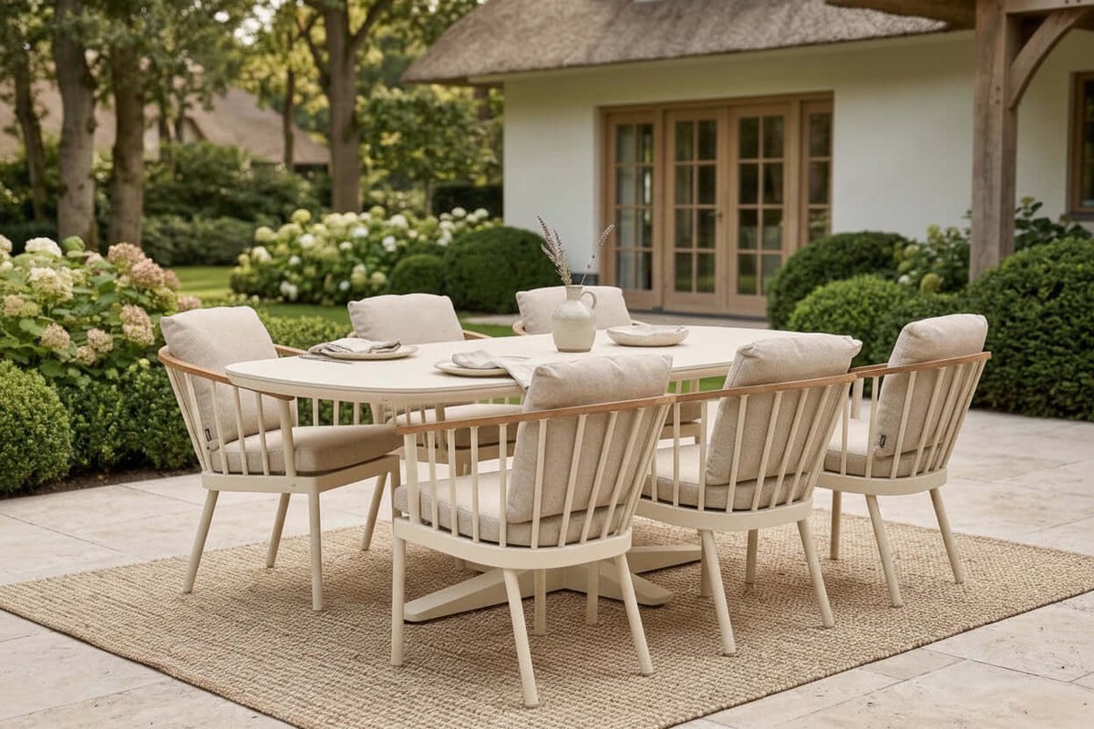 Apple Bee Zanzibar Table de jardin - Oyster - 220x110x77cm - Ovale danois