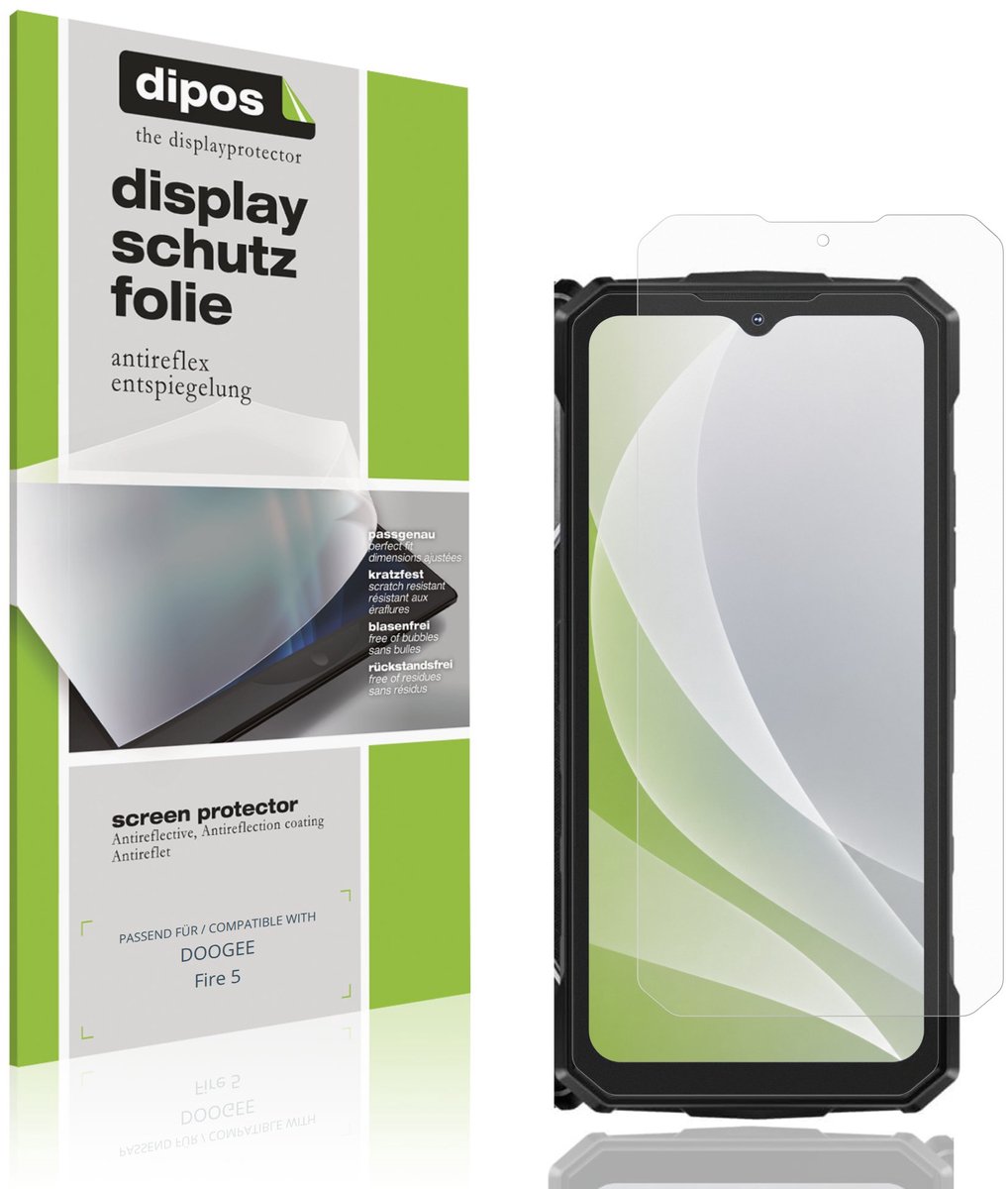 dipos – 4x Matte Beschermfolie geschikt voor DOOGEE Fire 5 | Krasbestendige & antireflecterende Screenprotector Ultra-Thin