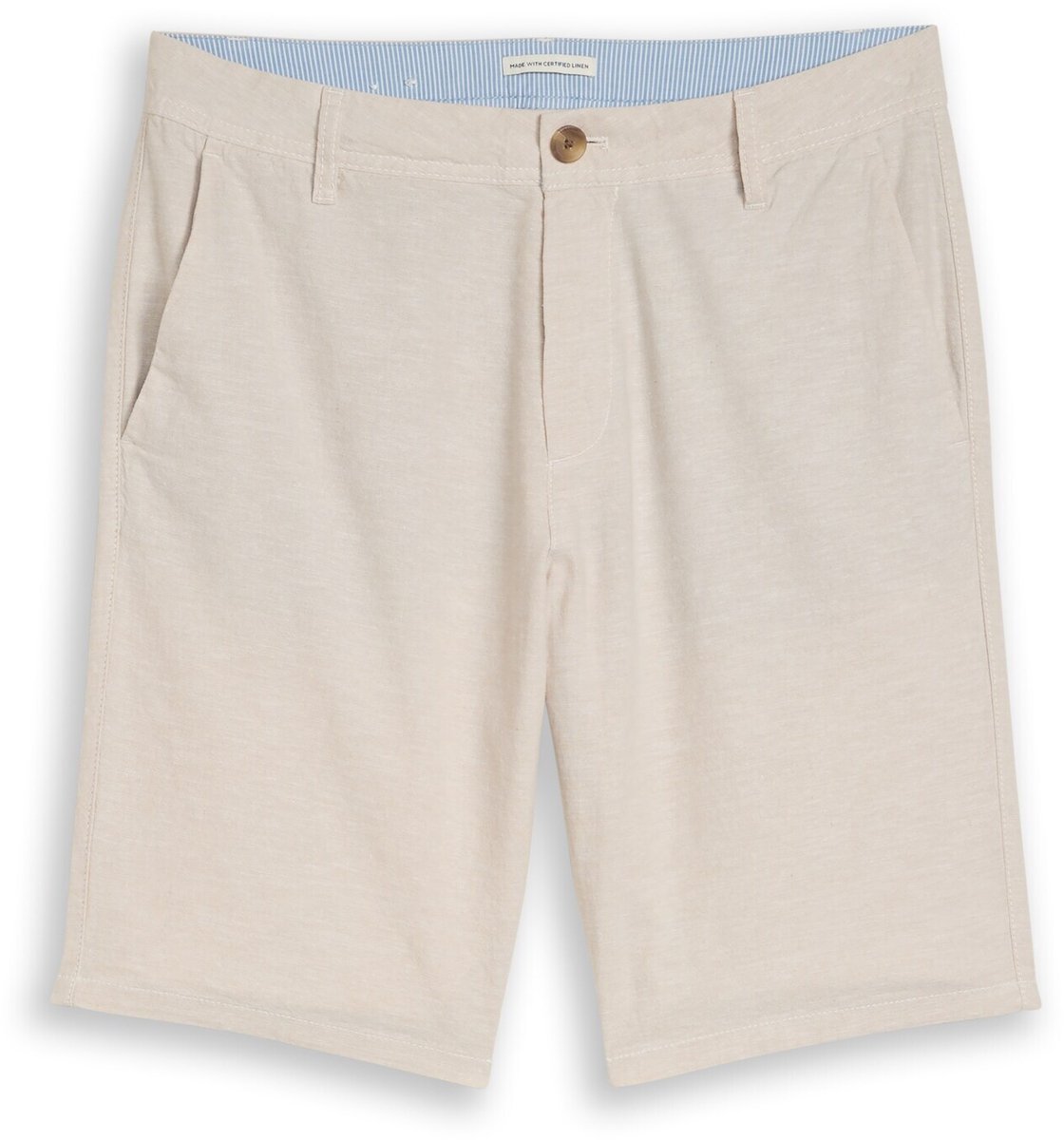 Tom Tailor - TTREGULAR chino short met linnen - Maat 29 - cashew beige chambray