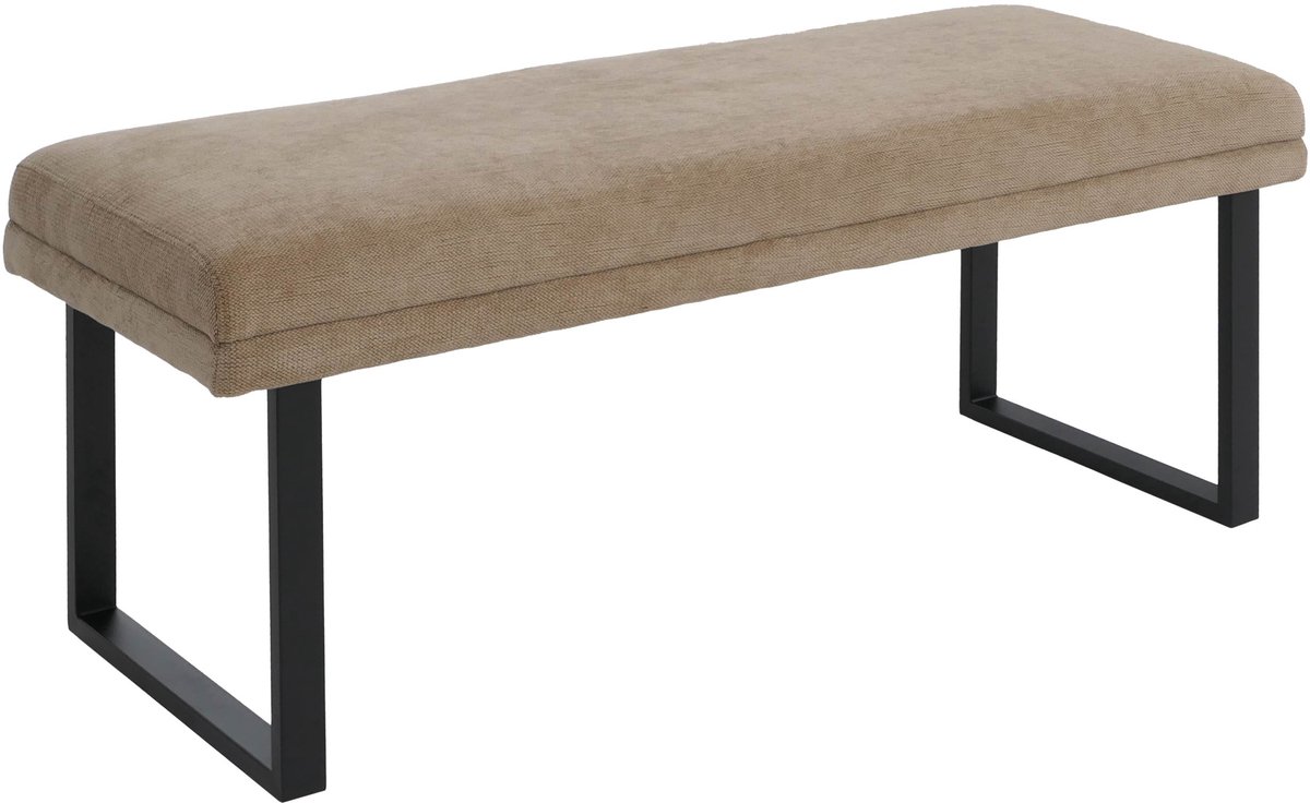 Zitbank MCW-O81, gestoffeerde bank, garderobebank, eetkamerbank, metaal, stof met Öko-Tex-certificaat, chenille (310 g/m²), 120 cm ~ lichtbruin