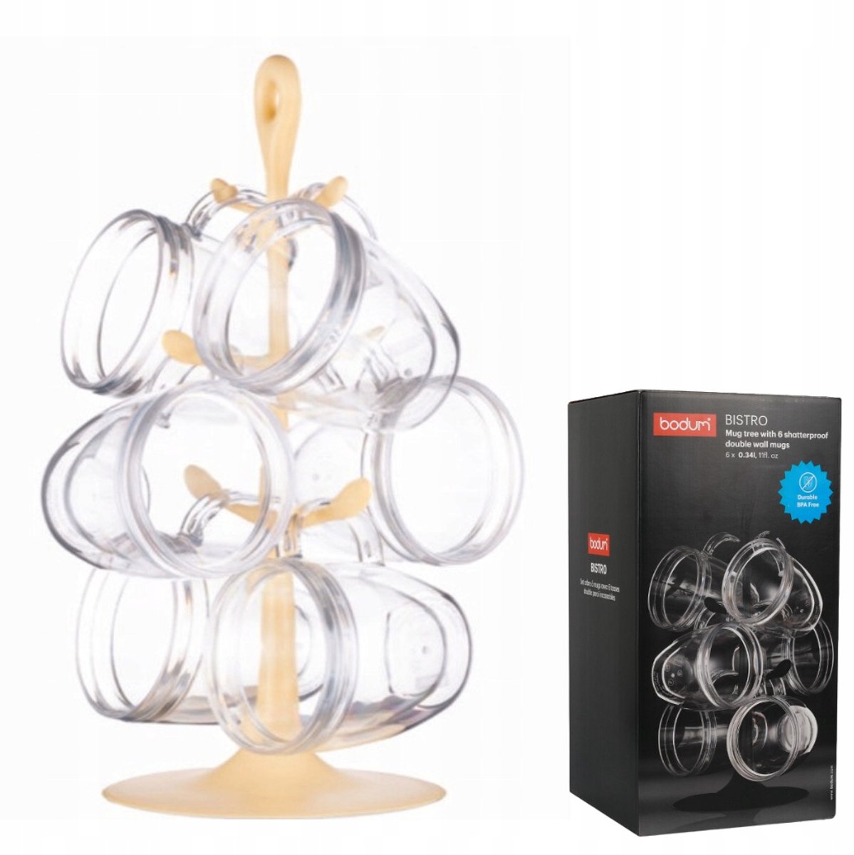 Set van 6 Dubbelwandige Bekers 340ml met Mokkenhouder