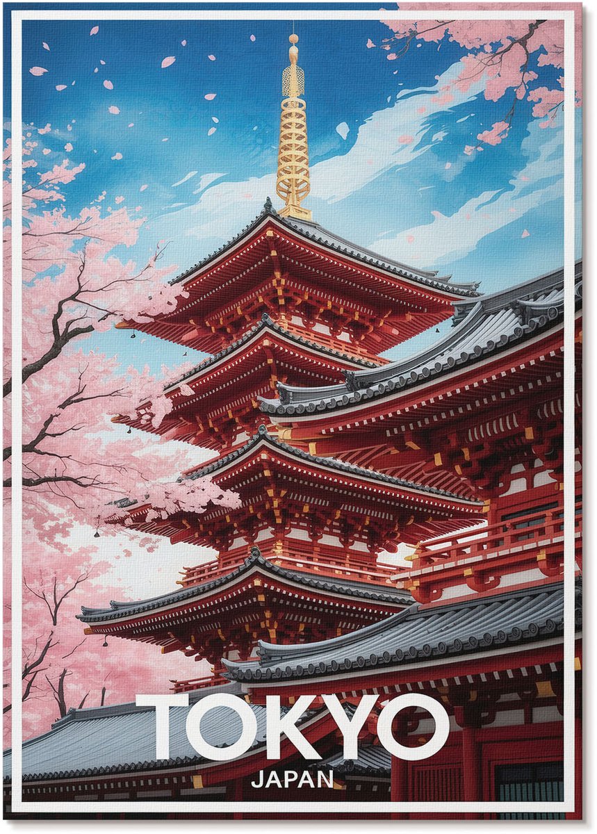 Tulup Canvas Poster Polycanvas - Stadsbrug, Blauw - A2 - Wit Poster - Rechthoek - Canvasposter - Kantoor - Modern