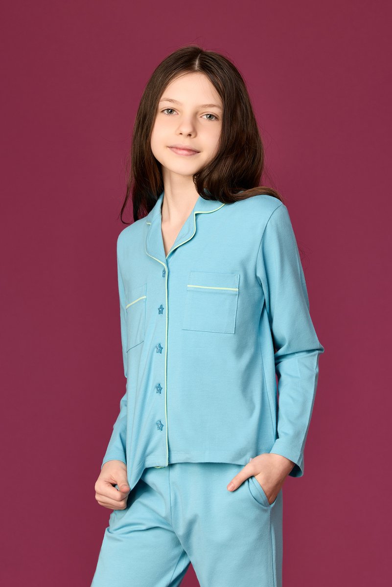 Woody Dames pyjama blauw - maat S