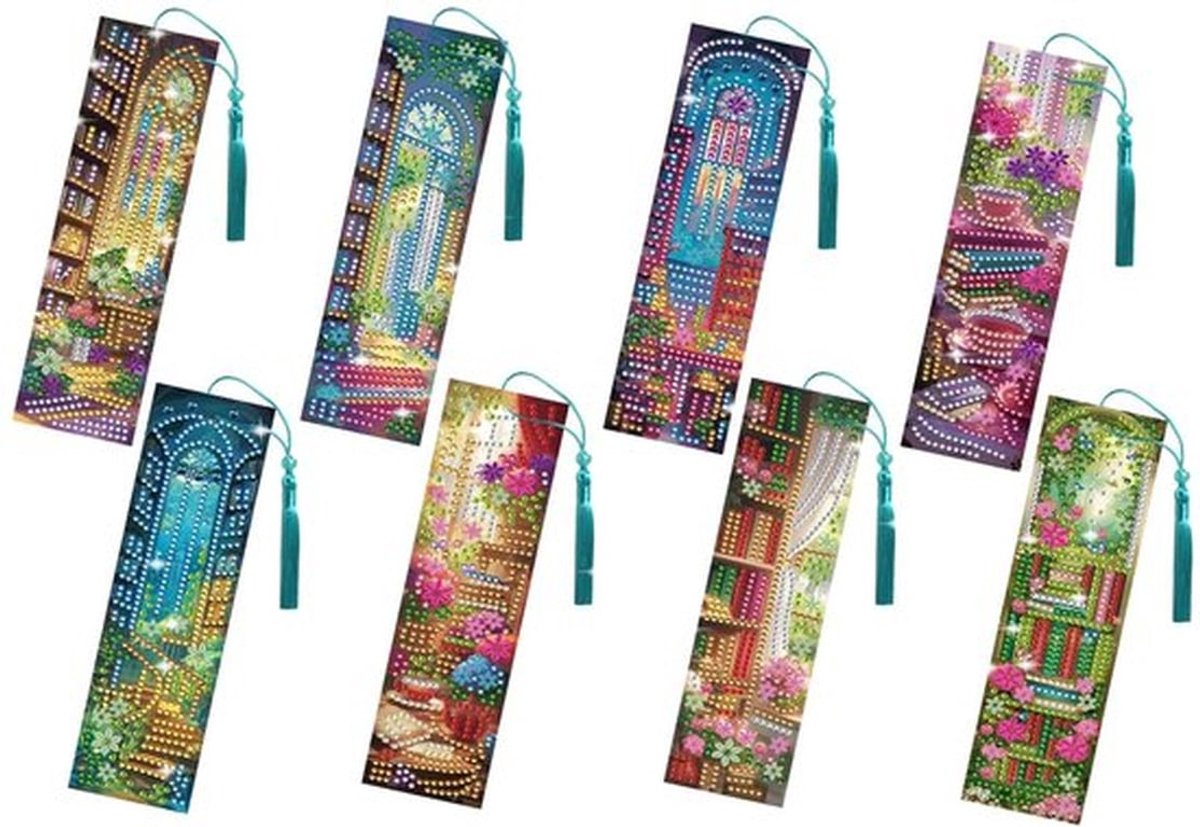 - Diamantschilderij Bladwijzers - Creatief DIY Boekenmaker Cadeau - Set van 8 - Bloemenpatroon - Boekaccessoire - Voor boekenliefhebbers - ...