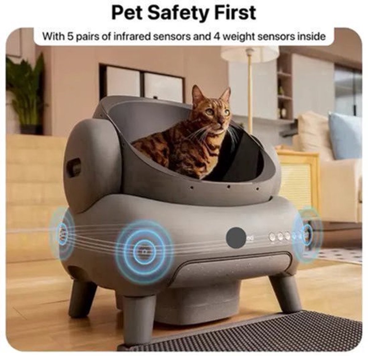Kattenbak – Kattentoilet – Zelfreinigende Kattenbak – Automatische Kattenbak – Hop-in Kattenbak – Grote Capaciteit 12L – Duurzaam ABS Plastic