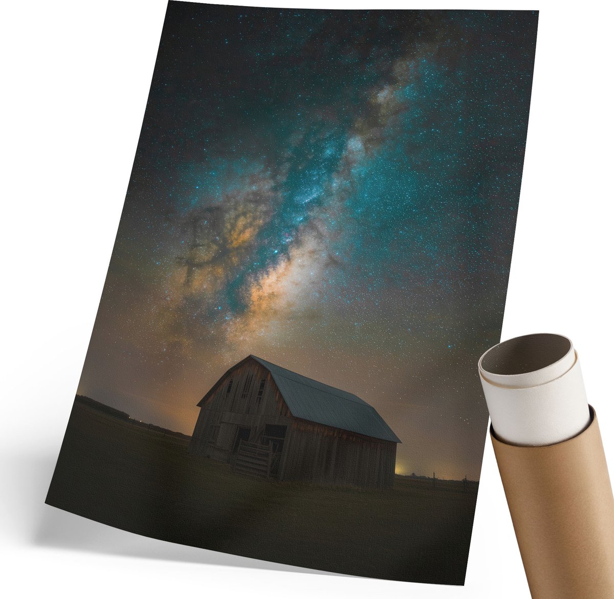 Coloray Polycanvas Wandposter - Kosmische Nacht, Fotografie - 210 x 297 mm - Blauw Patroon - Rechthoek - Interieurdecoratie - Woonkamer, Slaapkamer, Kantoor - Rustiek