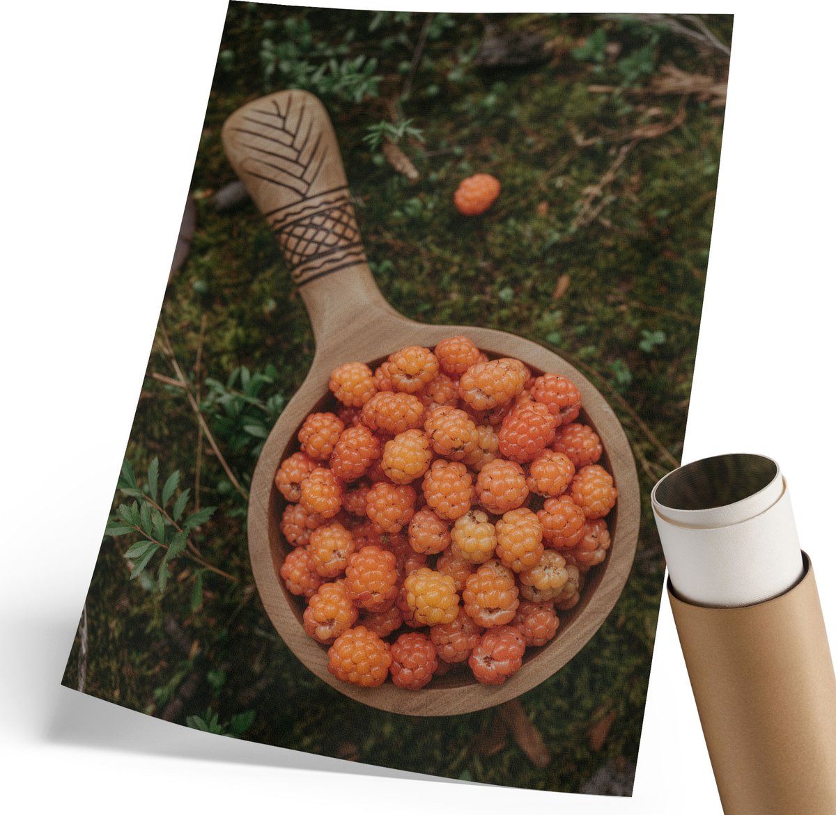 Coloray Polycanvas Wandposter - Bosbessen, Fotografie - 210 x 297 mm - Oranje Design - Rechthoek - Canvasposter - Woonkamer, Slaapkamer, Kantoor - Rustiek