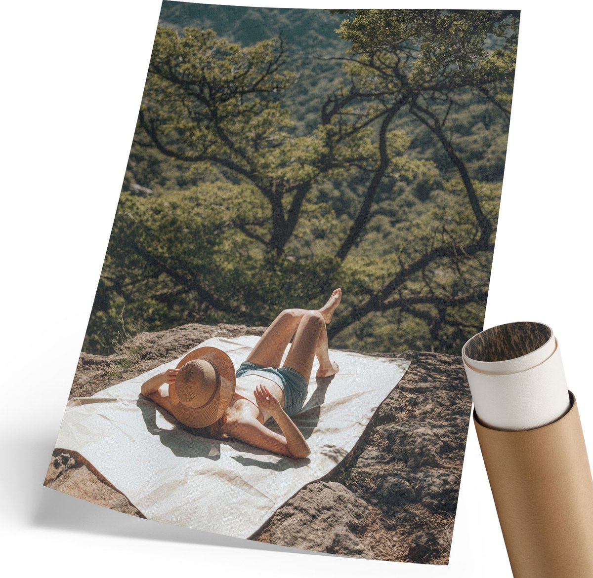 Coloray Polycanvas Poster - Zomerse Ontspanning, Fotografie - 210 x 297 mm - Groen Kunst - Rechthoek - Wandkunst - Woonkamer, Slaapkamer, Kantoor - Rustiek