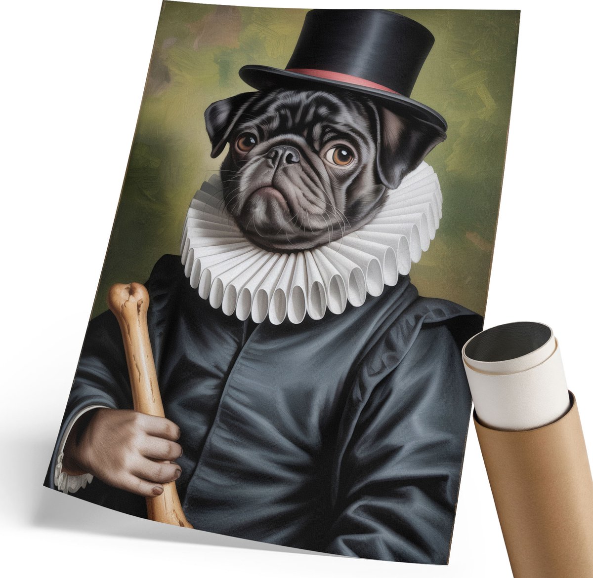 Coloray Polycanvas Poster - De Hond Van De Aristocraat, Illustratie - 210 x 297 mm - Zwart Illustratie - Rechthoek - Wandkunst - Woonkamer, Slaapkamer, Kantoor - Humoristisch