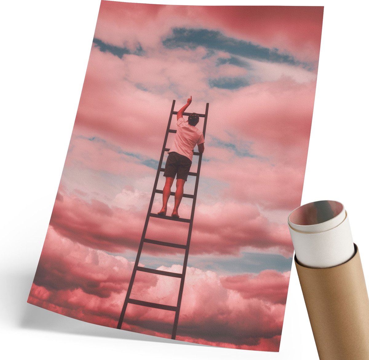 Coloray Polycanvas Poster - Reis Naar De Hemel, Fotografie - 210 x 297 mm - Roze Kunst - Rechthoek - Wandkunst - Woonkamer, Slaapkamer, Kantoor - Modern