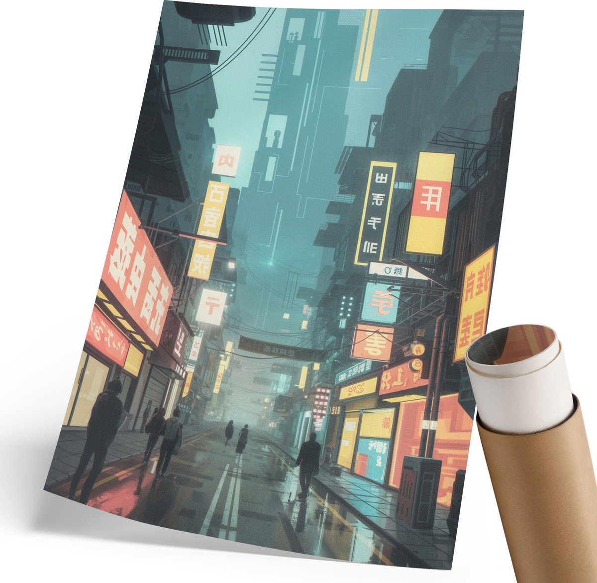 Coloray Polycanvas Wandposter - Brug In De Wolken, Blauw - 420 x 594 mm - Wit Kunst - Rechthoek - Wandkunstwerk - Slaapkamer - Minimalist