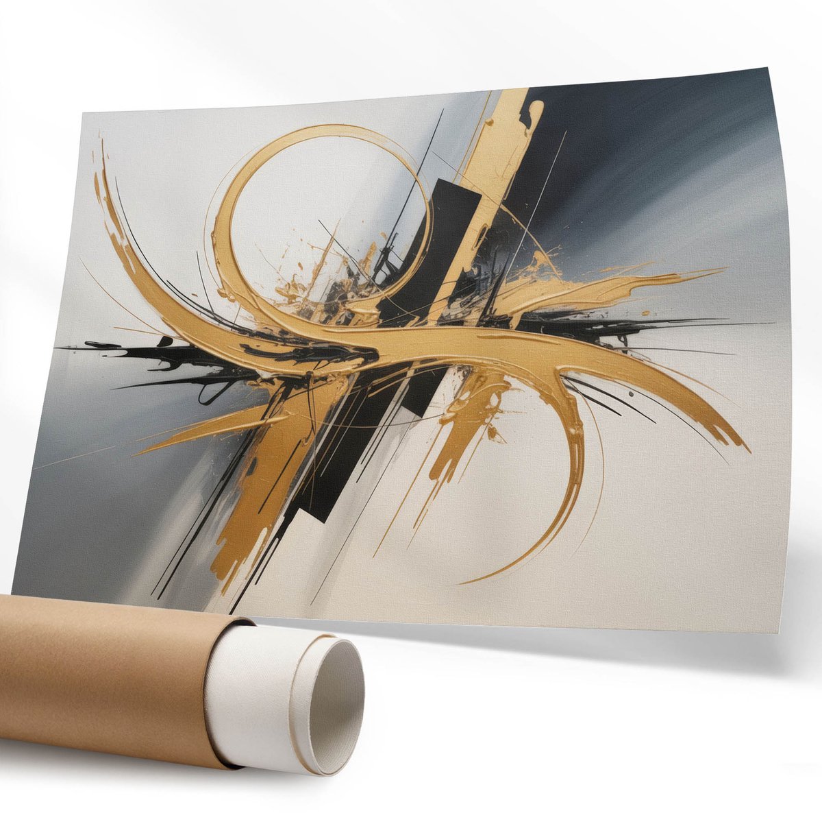 Coloray Polycanvas Poster - Binnentrappen, Fotografie - 594 x 840 mm - Zwart-wit Design - Rechthoek - Muurdecoratie - Woonkamer - Modern