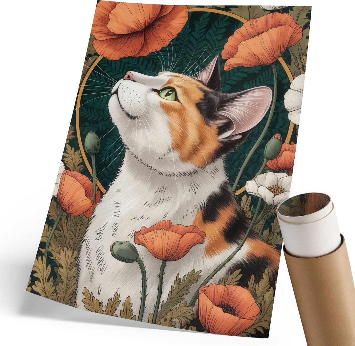 Wallfluent Polycanvas Wandposter - De Stad En De Rivier, Fotografie - 297 x 420 mm - Bruin Poster - Rechthoek - Interieurdecoratie - Woonkamer, Slaapkamer, Kantoor - Klassiek