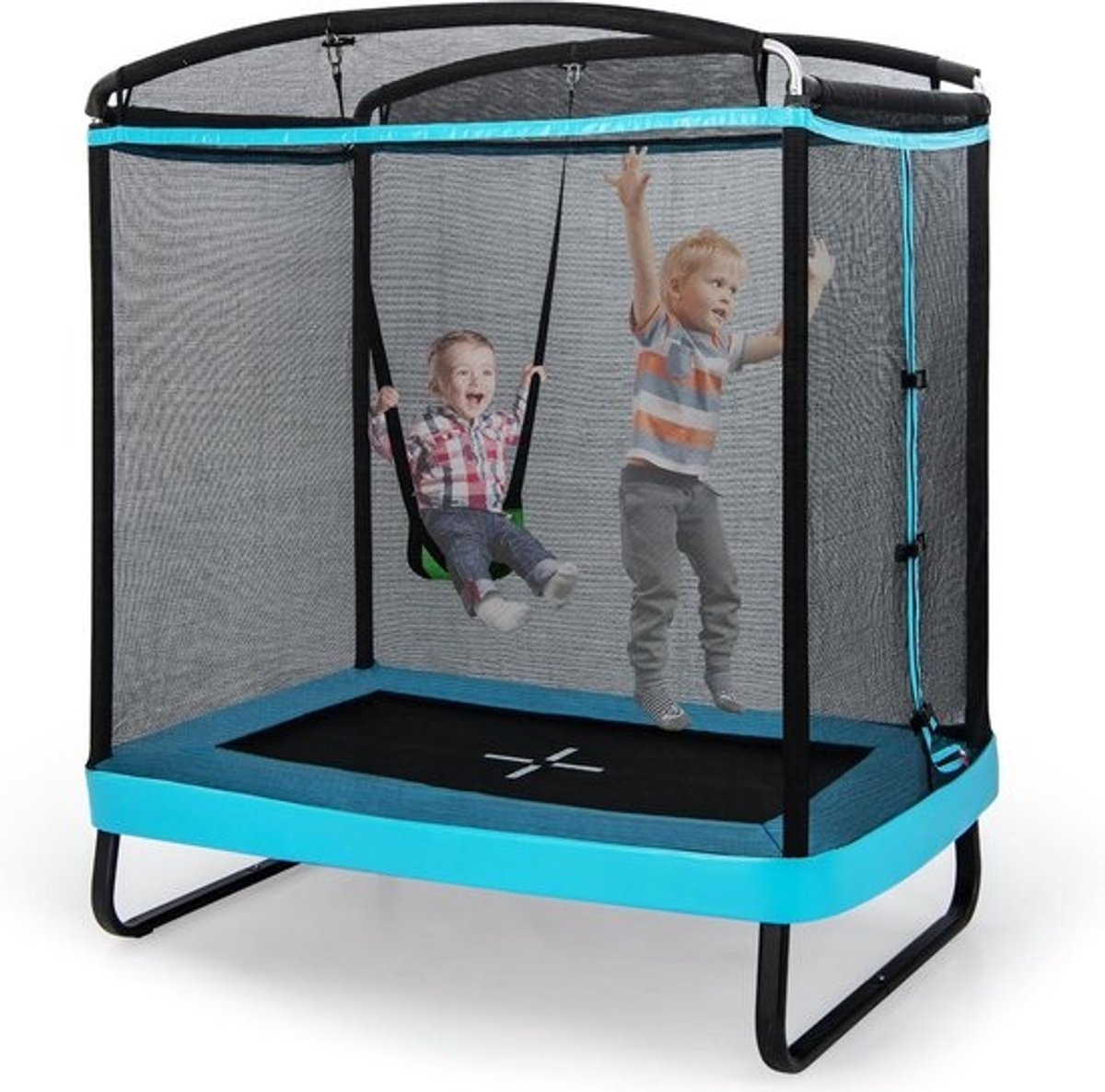 Kindertrampoline met schommel - Tuin speeltoestel - Buiten spelen - Combinatie trampoline schommel - 190 x 211 x 122 cm
