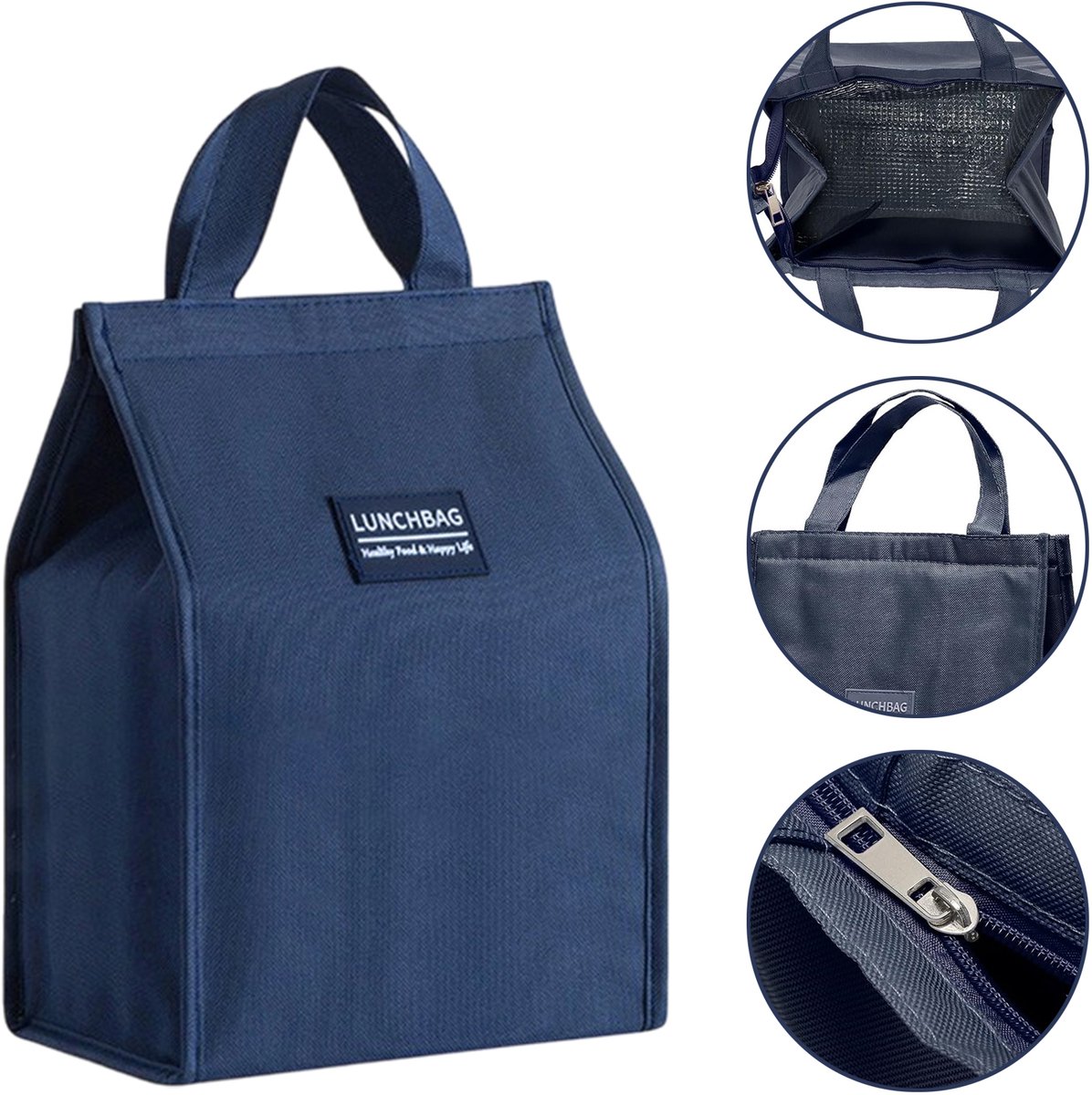 REDOM Koeltas Lunchtas 26 x 34 x 16 cm – Geïsoleerde Tas voor Lunch en Eten – Thermische Tas voor Werk, School, Picknick en Reizen – Oxford – Donkerblauw