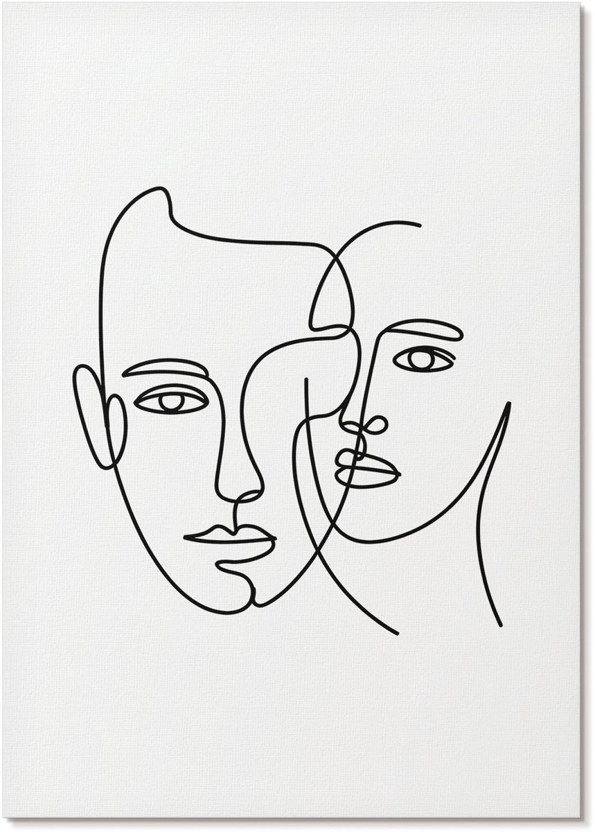 Tulup Polycanvas Poster - Dromerig Landschap, Grijs - A4 - Wit Design - Rechthoek - Muurdecoratie - Woonkamer - Minimalist