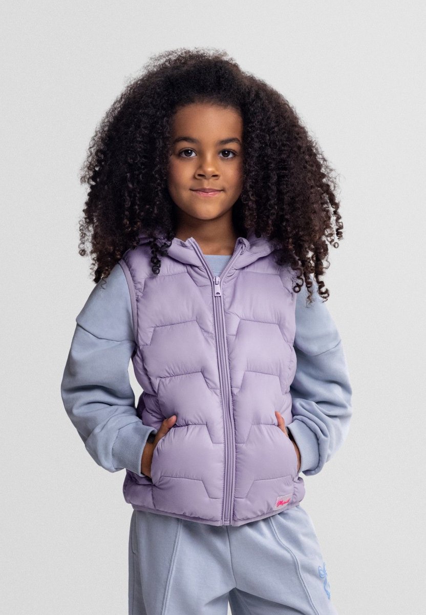 Minoti gewatteerde bodywarmer meisjes met capuchon gevoerd Paars