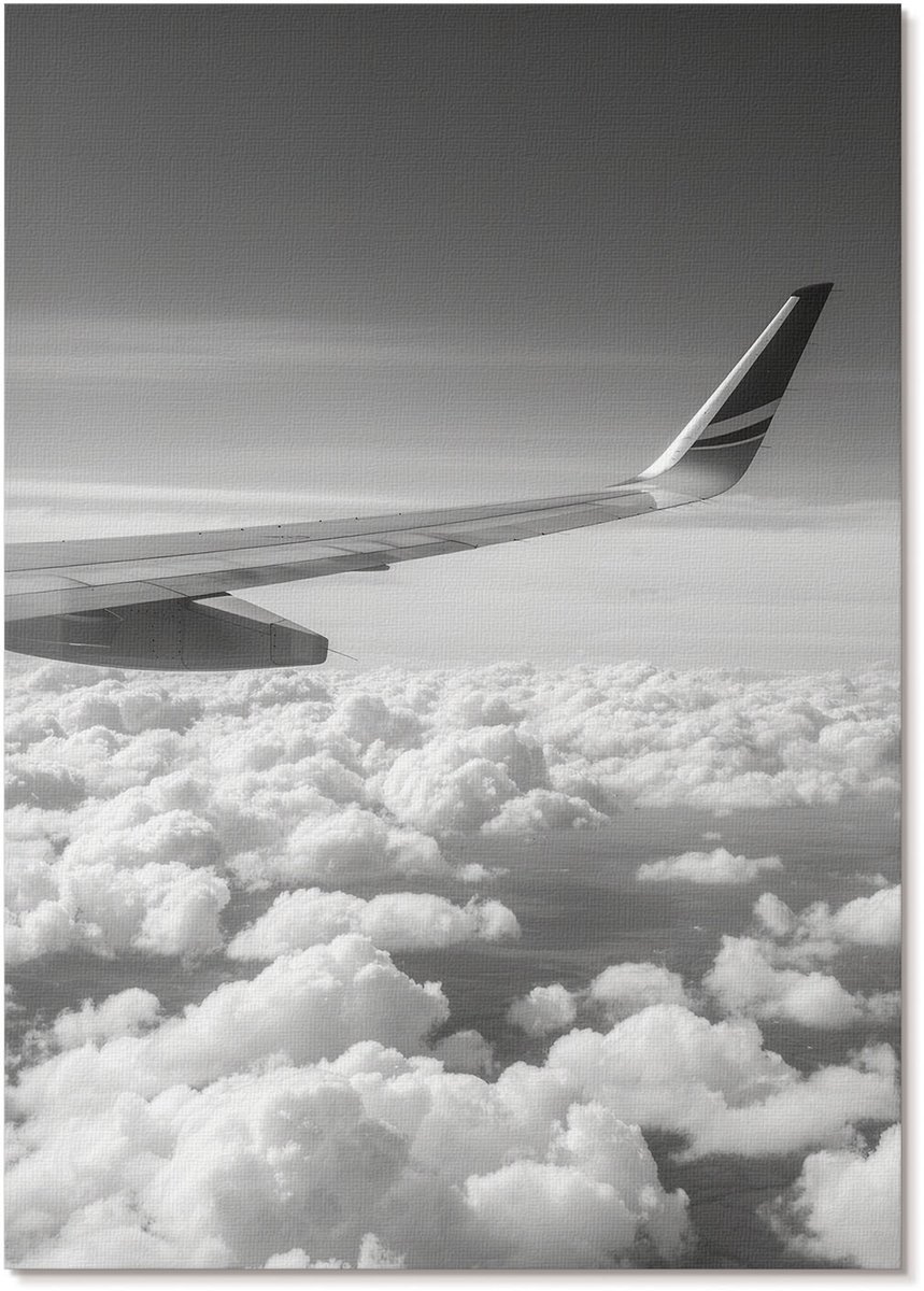 Tulup Polycanvas Wandposter - Vliegen In De Wolken, Fotografie - A4 - Zwart-wit Poster - Rechthoek - Muurkunst - Woonkamer, Slaapkamer, Kantoor - Modern