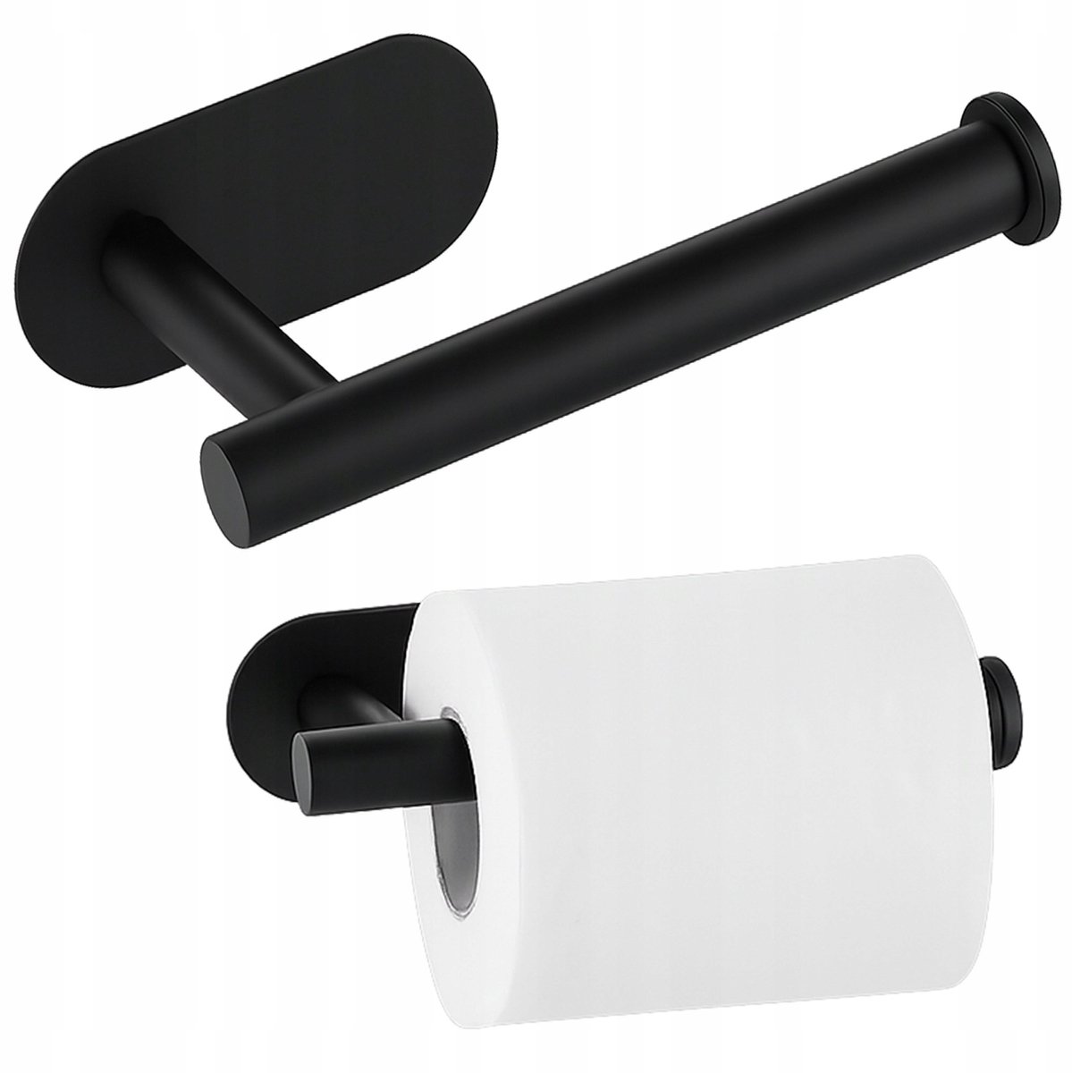 Zelfklevende Toiletrolhouder - Zwart, Roestvrij Staal, Zonder Boren