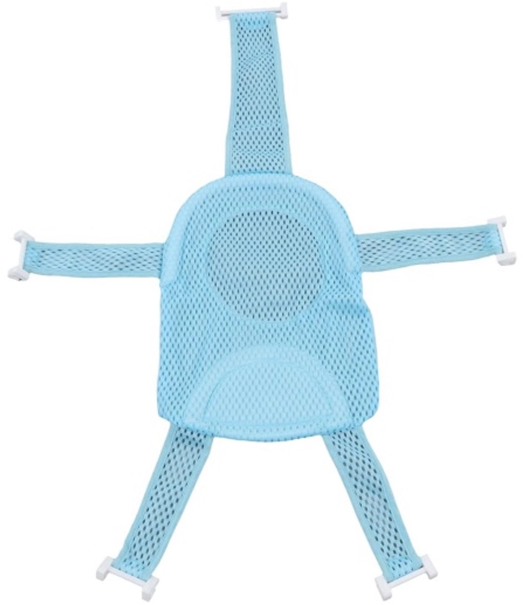 1 stuks‑badnet voor baby‑ligsteun voor pasgeboren baby‑opvouwbaar‑ademend en antislip‑voor baby baden‑vijf gespen‑lichtblauw