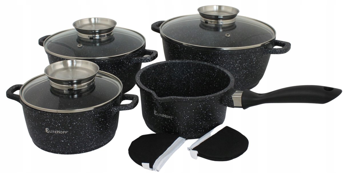 Elitehoff PREMIUM Aluminium Pannenset 9 Delen met Granietlaag
