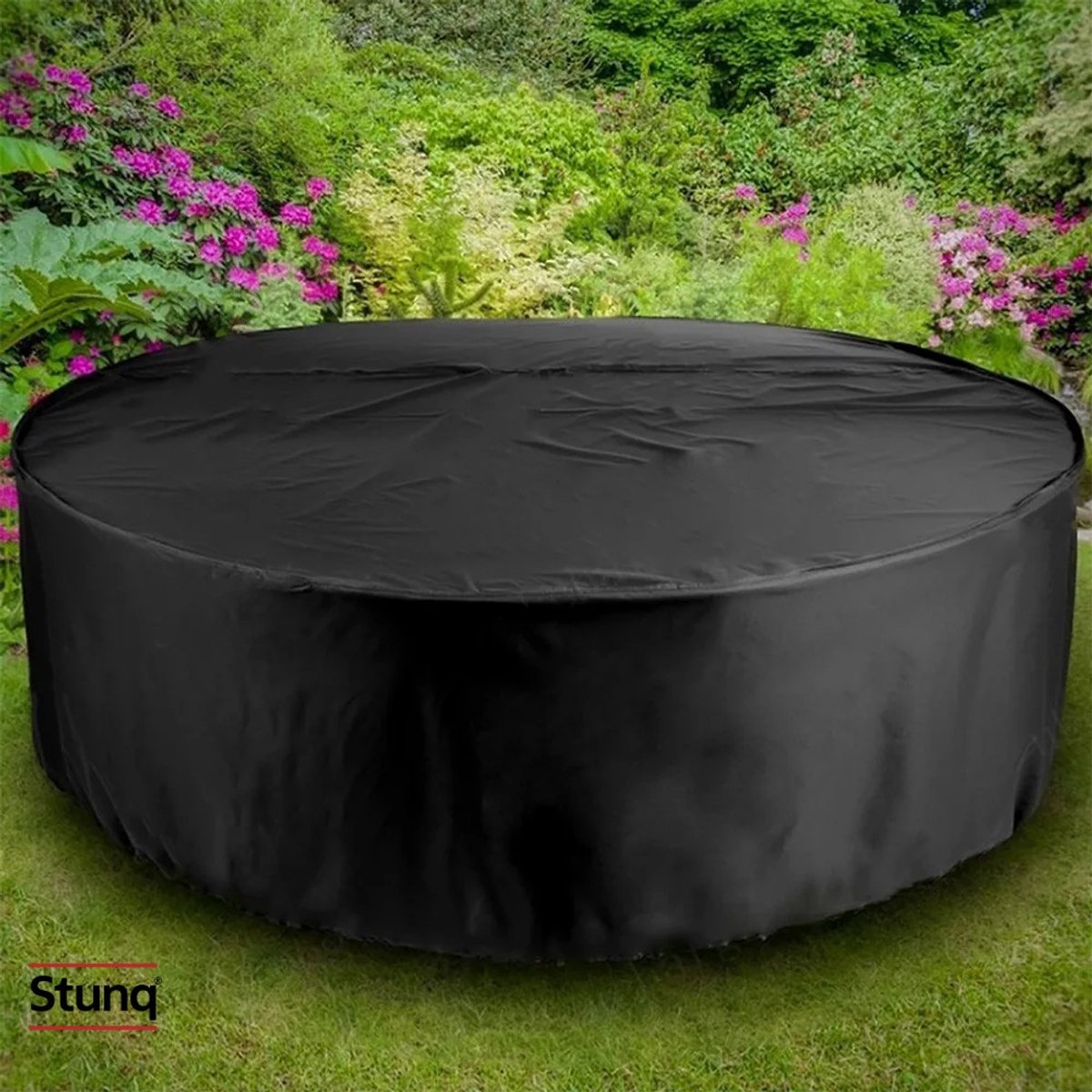 Stunq Ronde Tafelbeschermhoes 185x110cm - Waterdicht Oxford Doek Zwart