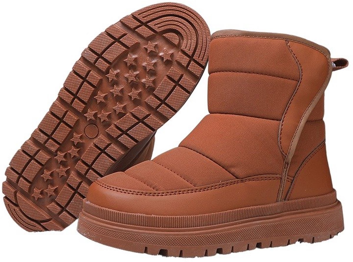 Currero Snowboots Meisjes Sneeuwlaarzen Kinderen Winterlaarzen Meisjes Gevoerde Winterschoenen Waterdicht Antislip Zool Warm Gevoerd Kinderlaarzen Koffiekleur