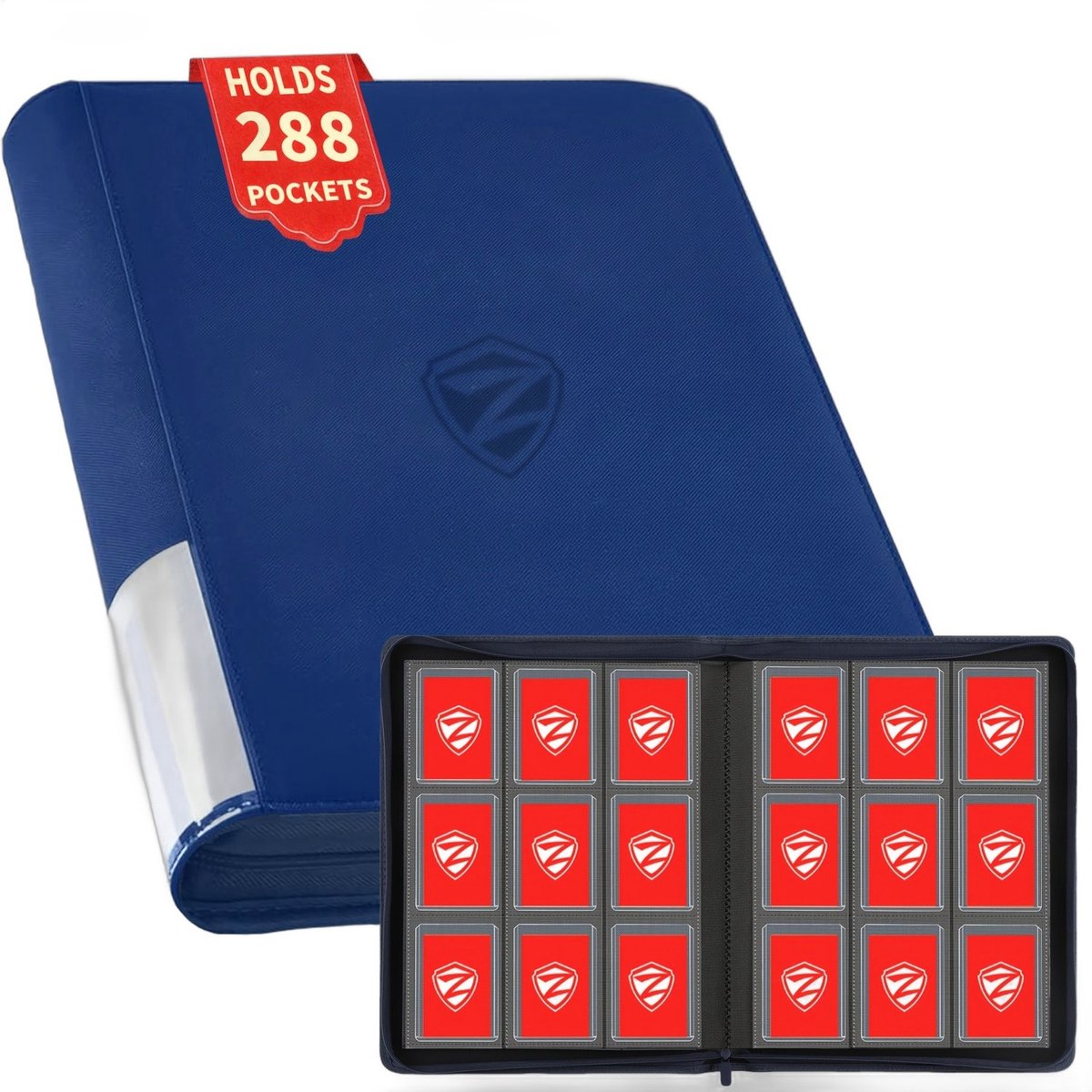 Currero Toploader Binder - Verzamelmap Kaarten - Geschikt voor Pokemon - 4 Pocket - 9 Pocket - 12 Pocket - Trading Card Map - Toploadermap - Diepblauw - 288 Kaarten