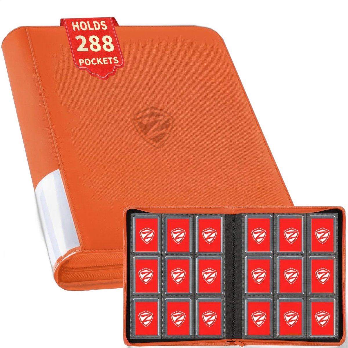 Currero Toploader Binder - Verzamelmap Kaarten - Geschikt voor Pokemon - 4 Pocket - 9 Pocket - 12 Pocket - Trading Card Map - Toploadermap - Oranje - 288 Kaarten