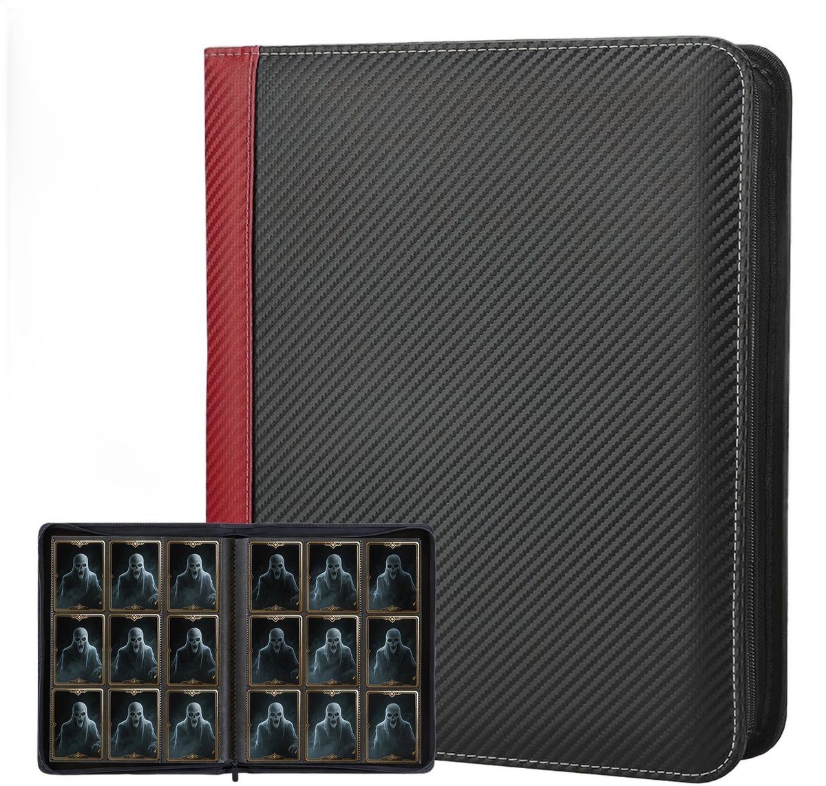 Currero Toploader Binder - Verzamelmap Kaarten - Geschikt voor Pokemon - 4 Pocket - 9 Pocket - 12 Pocket - Trading Card Map - Toploadermap - Rood