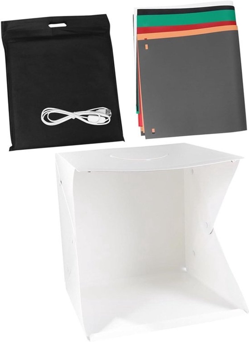 Fotostudio Tent - Lichtbak Fotografie - Producten Fotograferen - Ingebouwd LED Licht - 40x40x40 cm - Wit