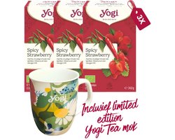 Yogi Spicy Strawberry Tea Bio - 3 pakjes - inclusief limited edition Yogi Tea mok
