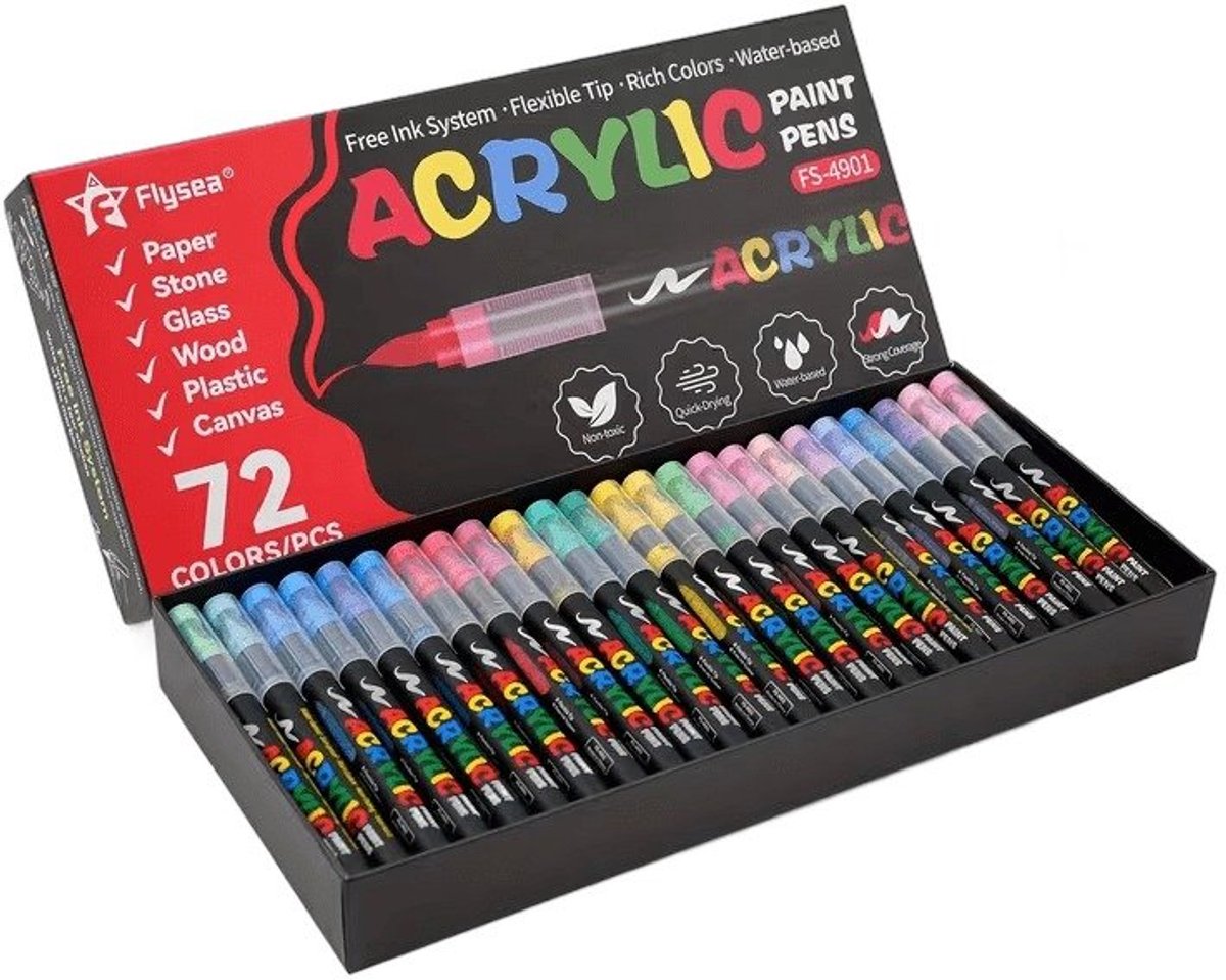 Currero Aquamarkers - Twinmarkers - Brushpennen - Stiften - Markeerstiften Op Waterbasis - Dual Tip - Tekenen En Kleuren - 72 Kleuren