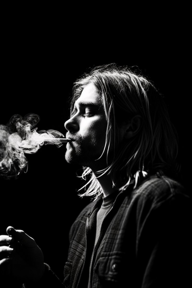 Kurt Cobain Poster - Zwart Wit - Kurt Cobain Abstract - Nirvana - Wanddecoratie - posters - formaat 70x100cm - L785WV