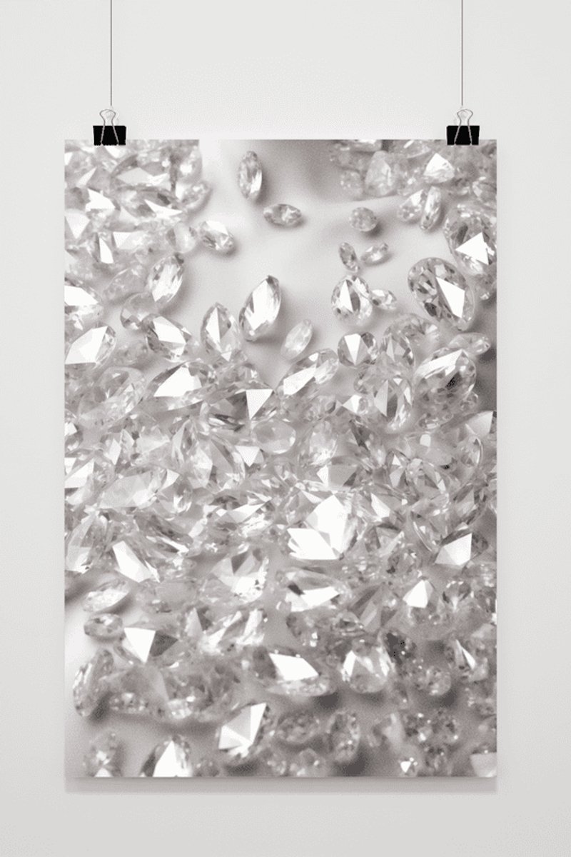 Diamanten Poster - Diamant - Sieraden - Edelsteen - Muurdecoratie - Aesthetic - Abstract - posters - formaat 30x40cm - Wanddecoratie - Aesthetic room decor - XS1849YR