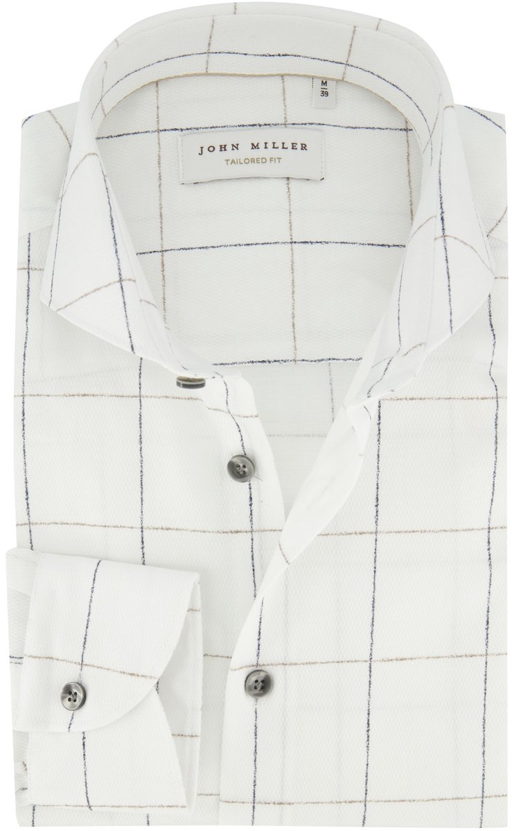 John Miller Overhemd Cutaway Collar Large Check Easy Care Wit / male