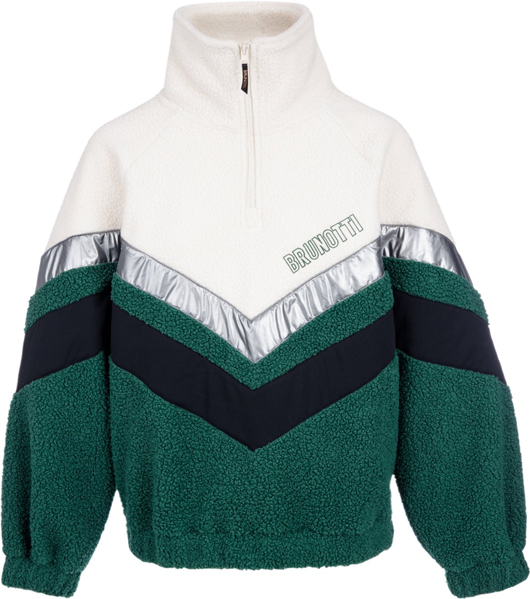 Brunotti - Sandrea Teddy Fleece Dames - Hunter Green - Fleece met Rits - Loose Fit - Extra Zacht - XS
