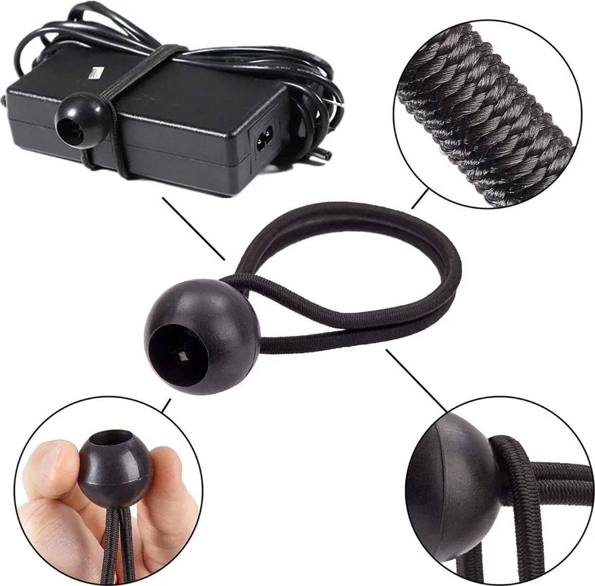 Spanrol Geschikt voor elastisch koord Geschikt voor 25 strengen, multifunctioneel elastisch koord, 4 mm, Geschikt voor zonneschermen, tuinbanners, tuinpaviljoens, tenten, zwart.