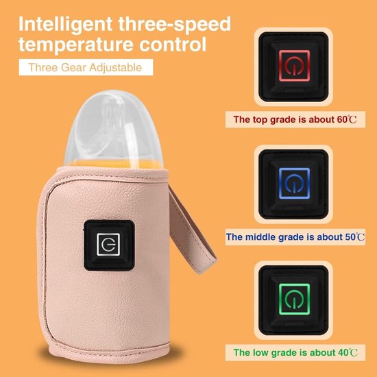 Flessenwarmer - USB C- Babyflesverwarmer - Melkwarmhouder - BPA-vrij - Compact & Lichtgewicht - langzame verwarming om warm te houden - Voor Babyflessen - Roze — afbeelding 3