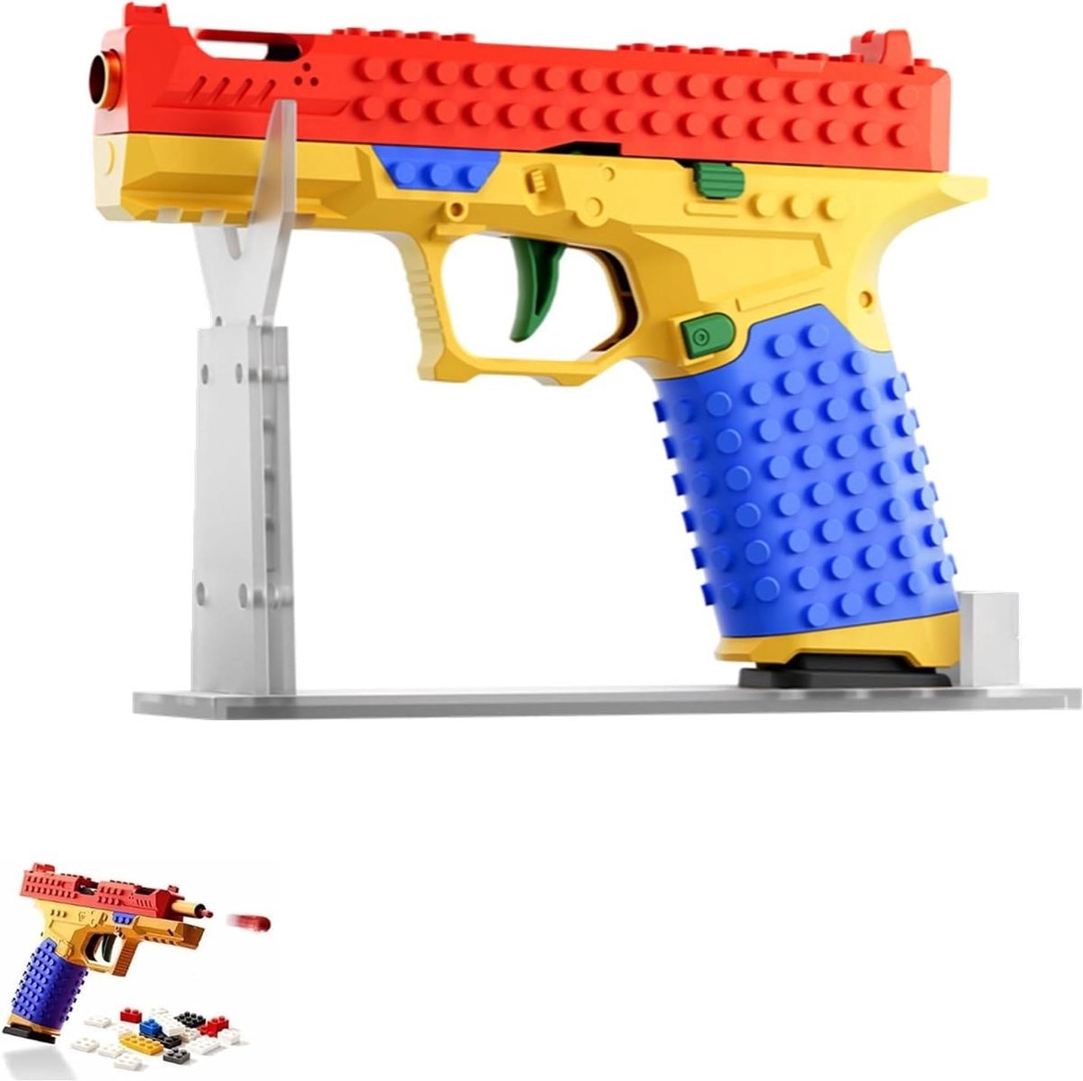 Casalora DIY Bouwstenen Speelgoedpistool - Shell Ejecting Trekker met Automatische Terugtrekactie - Compatibel met Lego - Educatief Model voor Kinderen - Creatief Bouwpakket voor Jongens en Meisjes - Ideaal Cadeau voor Verjaardagen en Feestdagen