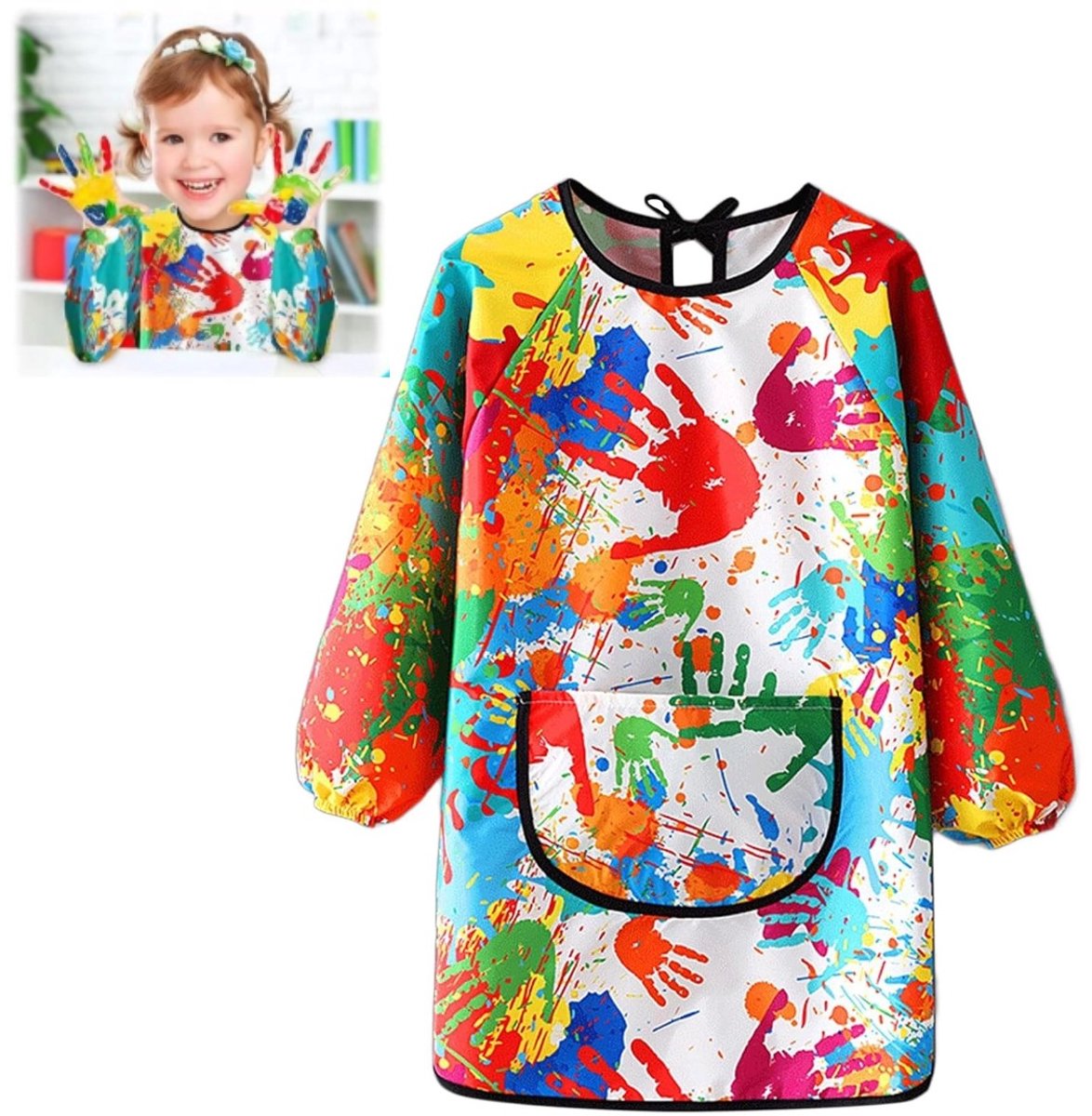 Kinder Schilderblouse - Knutsel Schort - Creatief Bezig - Waterdicht Materiaal - 7-11 Jaar - Blauw