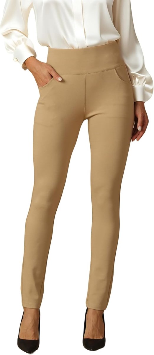 Dames werkbroek comfortabele stretch skinny been elastische hoge taille pull on business casual jurk broek
