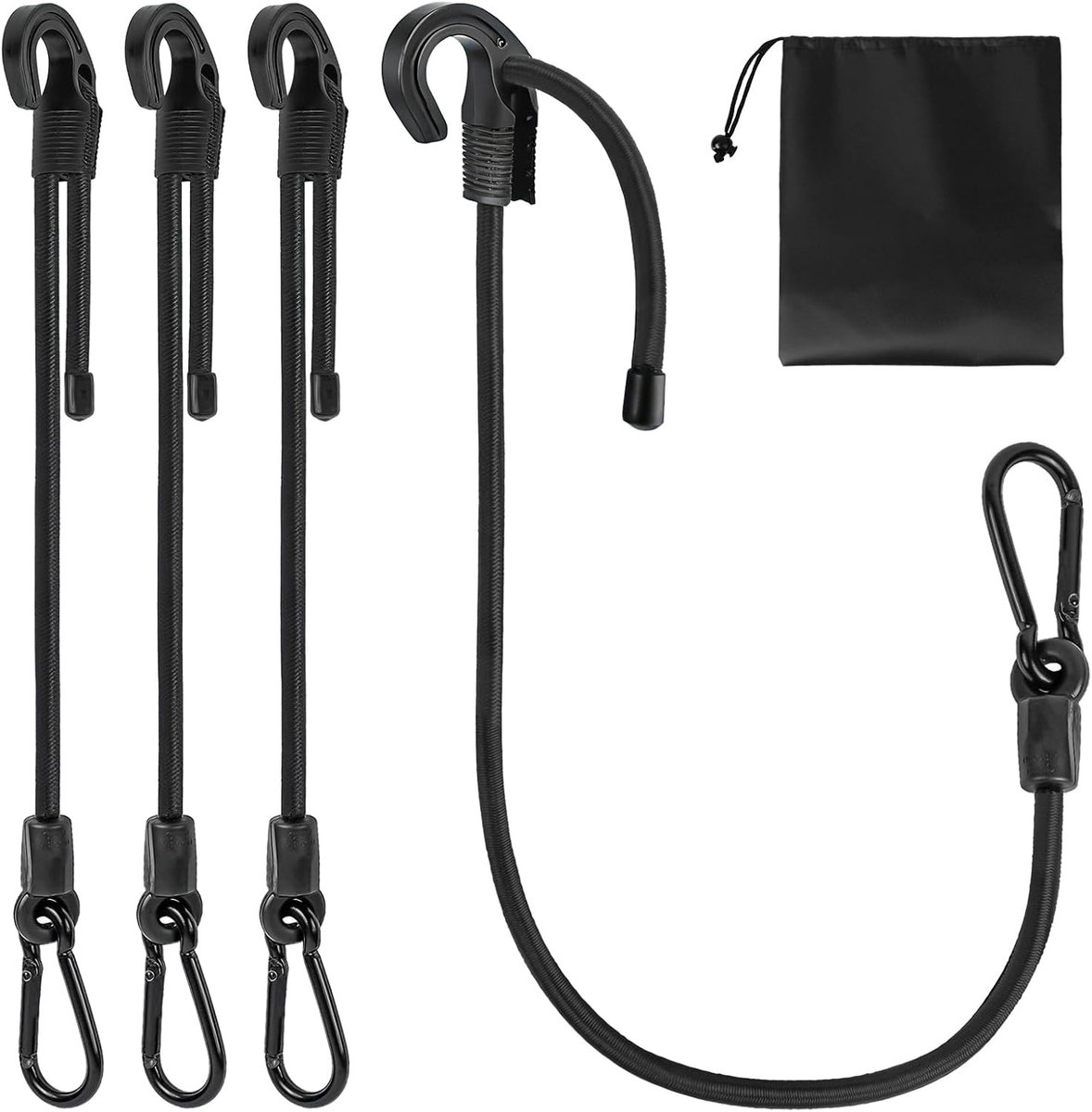 Verstelbare Spanningsrubber met Haken, Set van 4, 100 cm Latex Tensioners, Elastische Bagagebevestiging, Multifunctionele Expander met Karabijnhaak