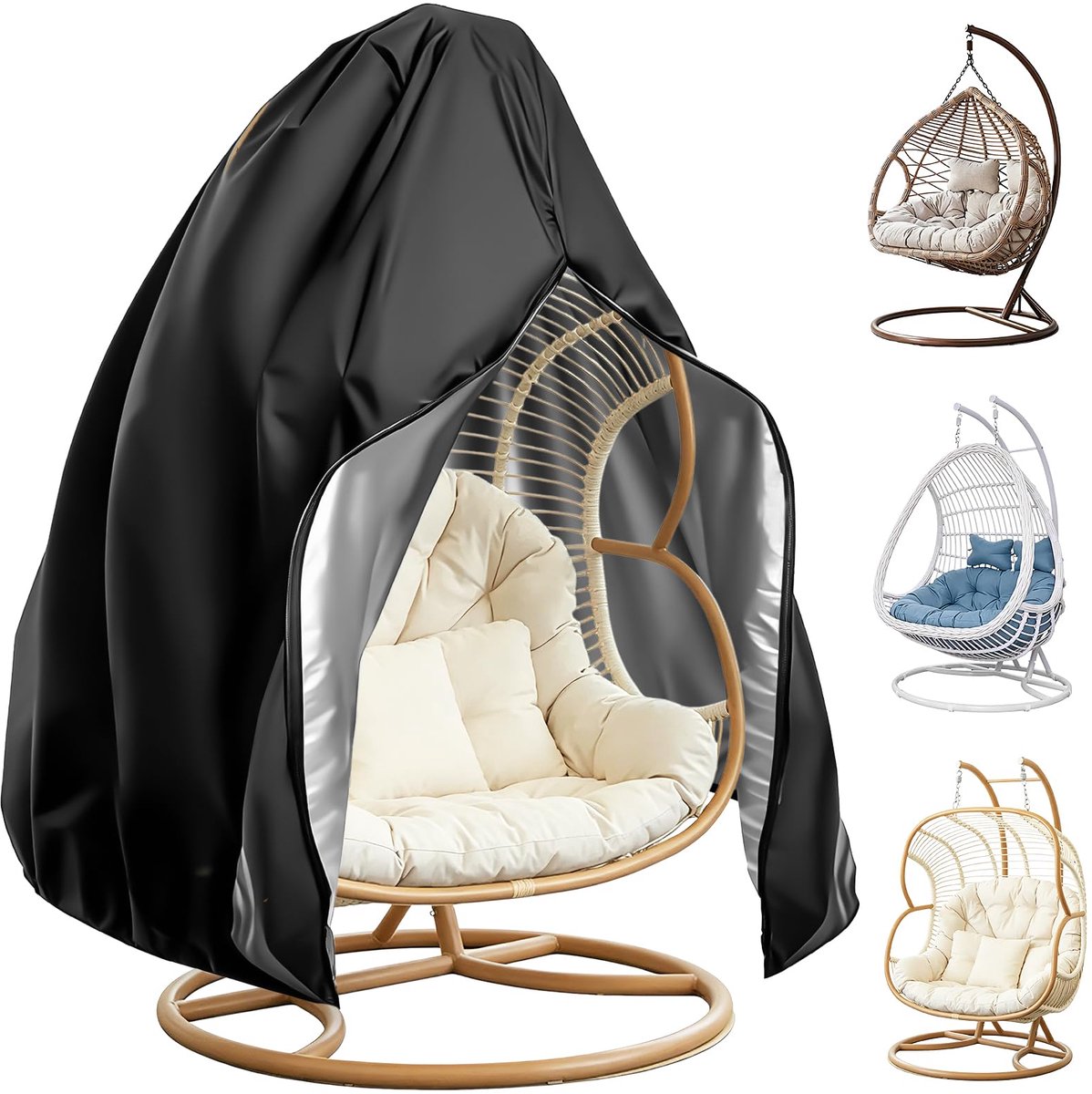 Famanu Hangstoelhoes voor buiten, afdekking voor hangstoel, waterdicht, winterbestendig, 210D Oxford-weefsel, winddicht, anti-UV, beschermhoes voor hangmand, schommelstoel (230 x 200 cm-420D) wit