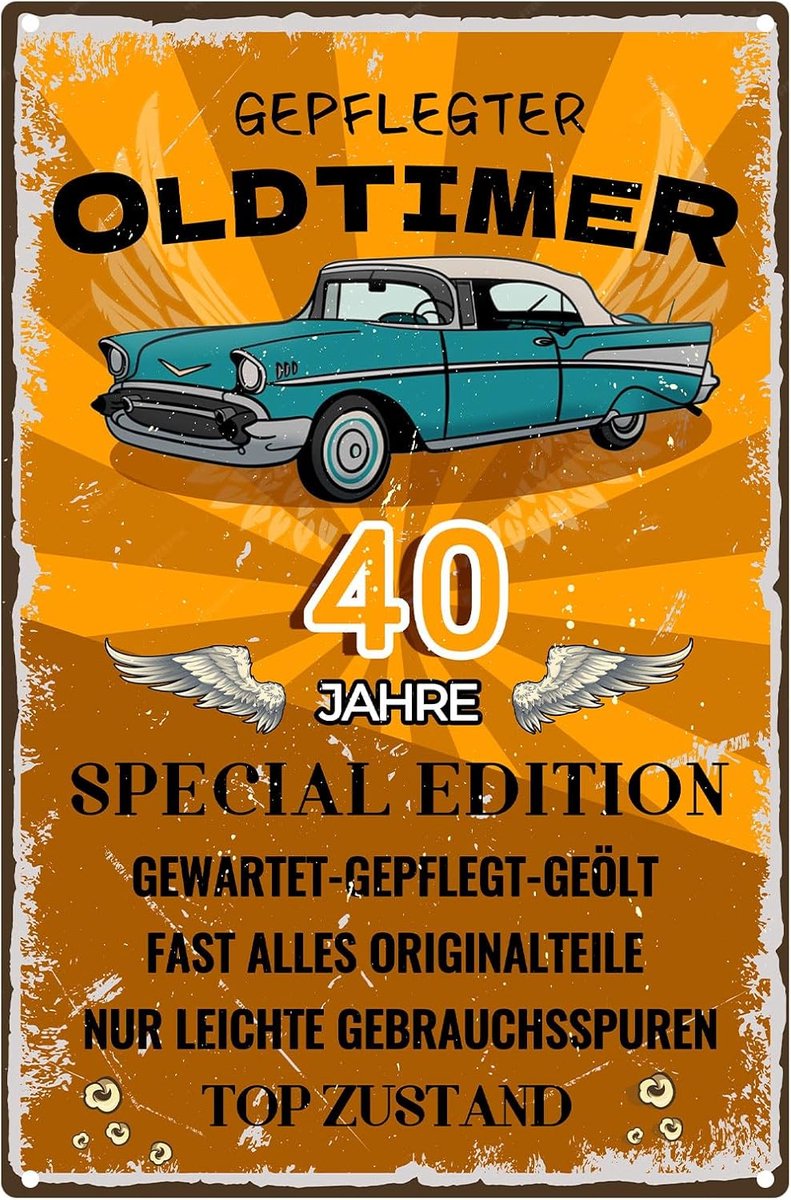 Metalen Bord voor 40ste Verjaardag - Klassieker Cadeau-idee voor Man - Grappige Decoratie