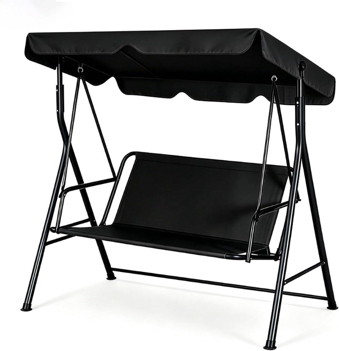 Tuinschommelhoes voor 2- en 3-zits tuinschommel, zitkussen voor tuinstoelen buiten, van 900D Oxford-stof (zwart)